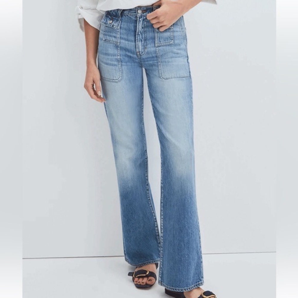 Veronica Beard Crosbie Wide Leg Patch Pocket Jean in Cape